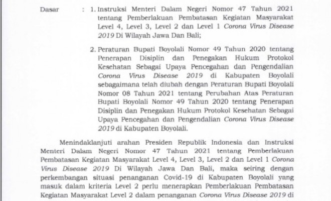 INSTRUKSI BUPATI NO 14 PPKM LEVEL 2 TGL 5 OKT - 18 OKT 2021